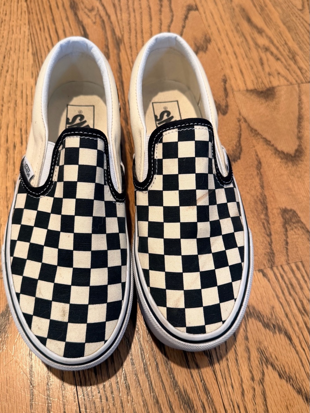 Vans' Classic Slip-On Checkerboard Sneakers - Black/White - Picture 7 of 14